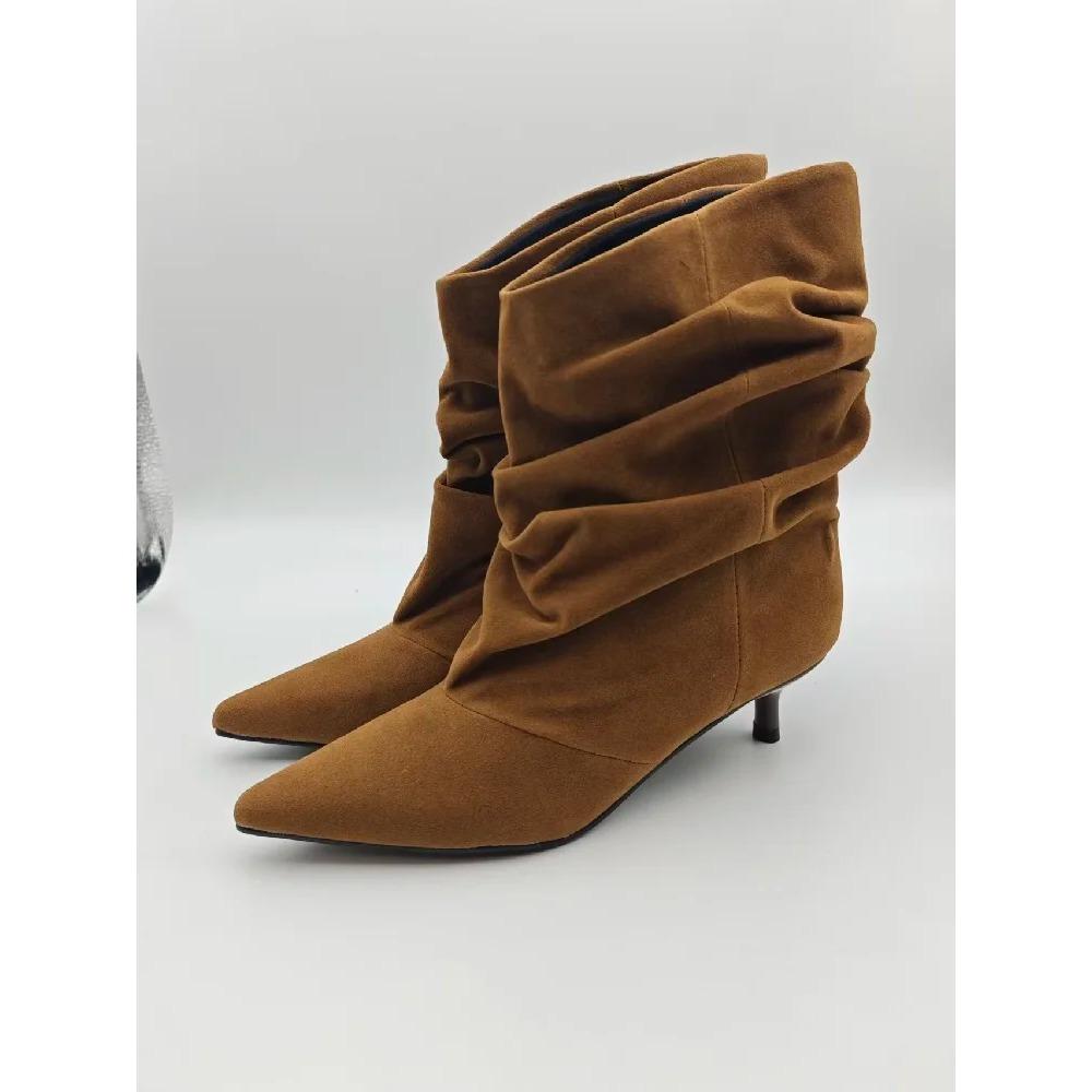 Eilyken 2026 Nuovi Stivali Invernali Corti alla Caviglia Pieghettati a Punta Donna Retro Eleganti Designer Femminili Botas