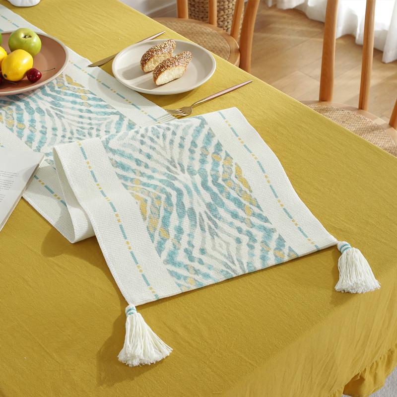 Modern Simple Solid Color Cotton Washed Cotton Plain Color Lotus Leaf Edge Cotton Thread Printing Table Flag Coffee Table Tablecloth Table Cloth