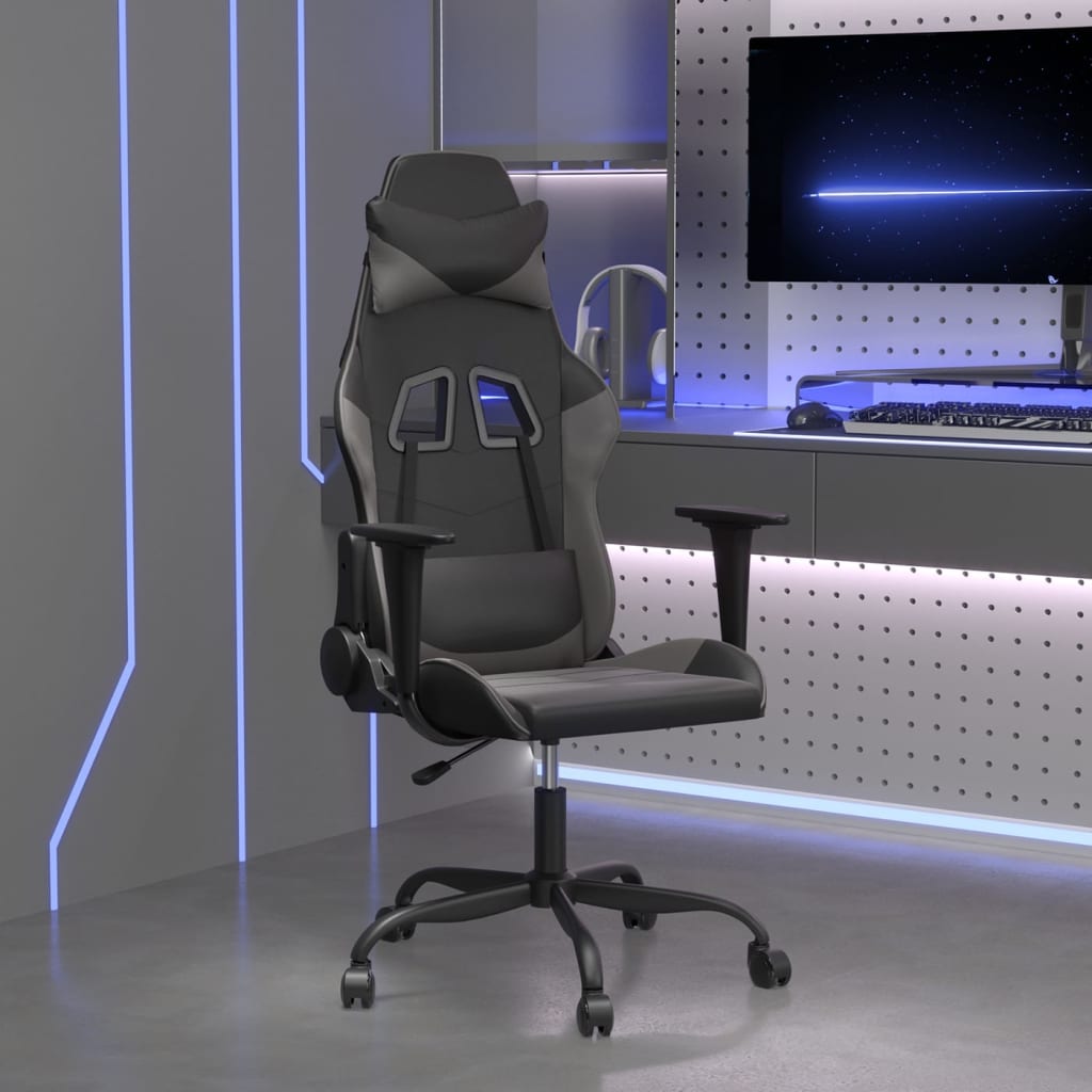 Gaming Chair Black and Gray Faux Leather