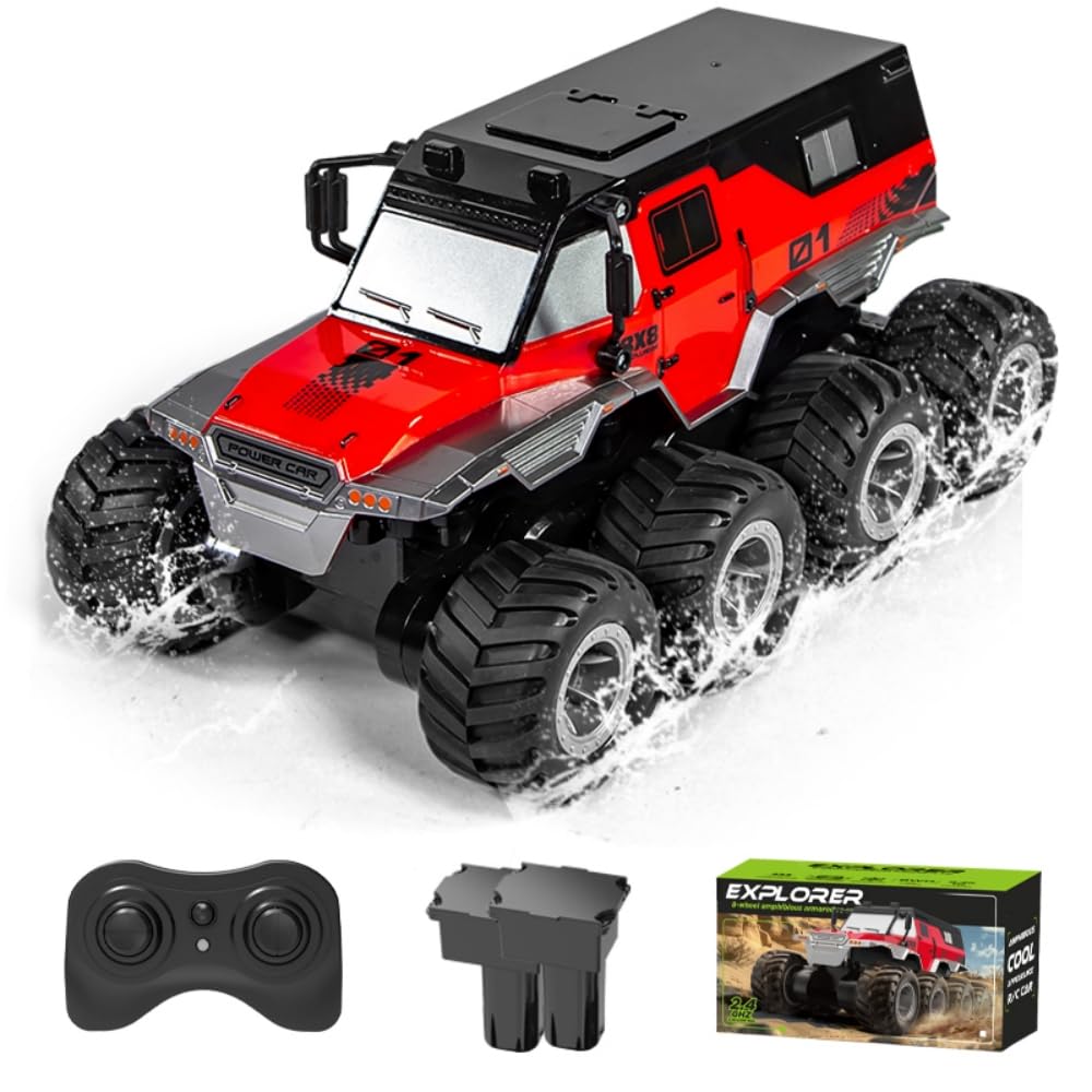 GOUYOSHI Amphibious Radio-Controlled Off-Road Car, Electric RC Car, Kids' Toy, 360-Degree Rotation, 8WD, Radio Law Compliant, 2.4GHz Remote Control,