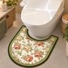 Quick Dry U-Shaped Toilet Mat Absorbent Toilet Pad Retro Floral Bathroom Rug  Restroom