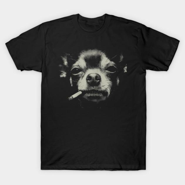 Chihuahua Rauchender Hund Haustier‑Liebhaber Tier‑Besitzer Skurriles‑Meme Unisex Baumwoll-T‑Shirt