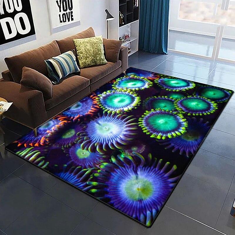Marine Fish Beautiful Painting Carpet for Living Room Large Area Rug Black Soft Carpet Home Decoration Mats Boho Rugs Picnic