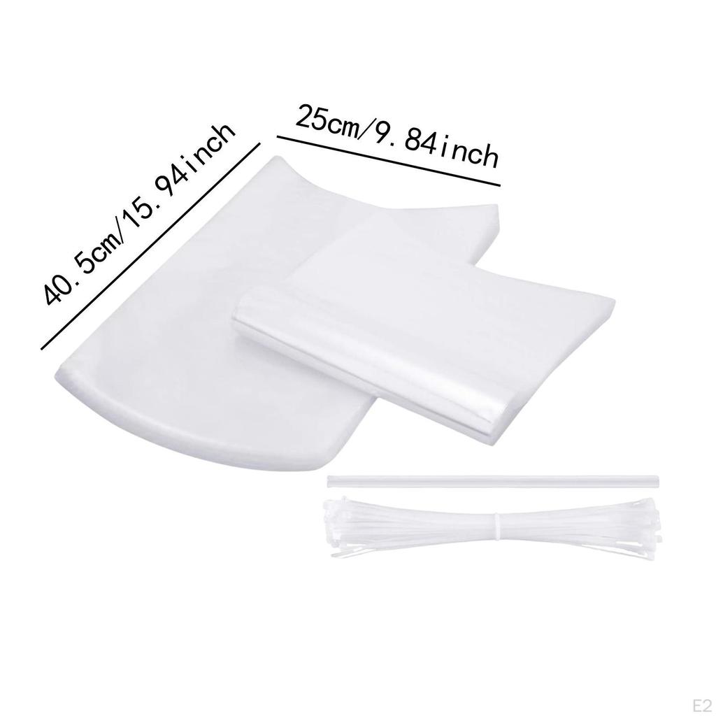 100 Pieces Clear Poultry Heat Shrink Bag Lightweight Accessory with Zip Ties
