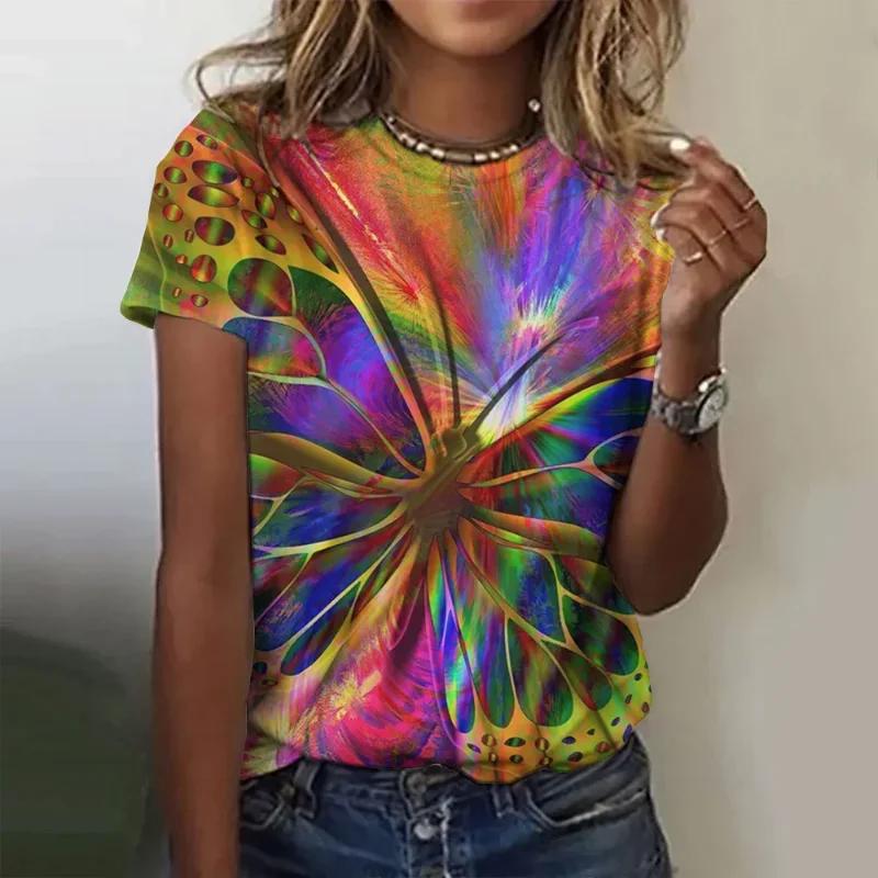 Fashion Women Clothing New Butterfly 3D Print T-shirt Personalized Casual Oversized T Shirt Harajuku Street Unisex Tops Tees