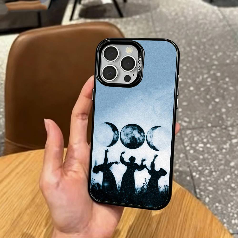 

O-Occult Witchcraft Moon Gothic W-Witch Phone Case For iPhone17,16,15,14,13,12,11,Pro Max Colored Silver Plated Inside Cover iPhone12