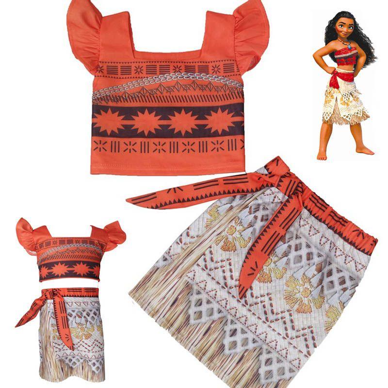 Rozkošný kostým havajské princezny Moany pro malé holčičky, dvoudílný outfit pro cosplay zábavu