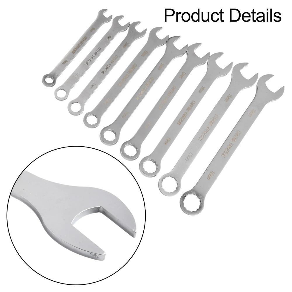 Set de 14 chei metrice 8mm-24mm, chei inelare cu 12 puncte în formă de floare de prun și chei combinate cu cap deschis, kit pentru reparații casnice/în garaj