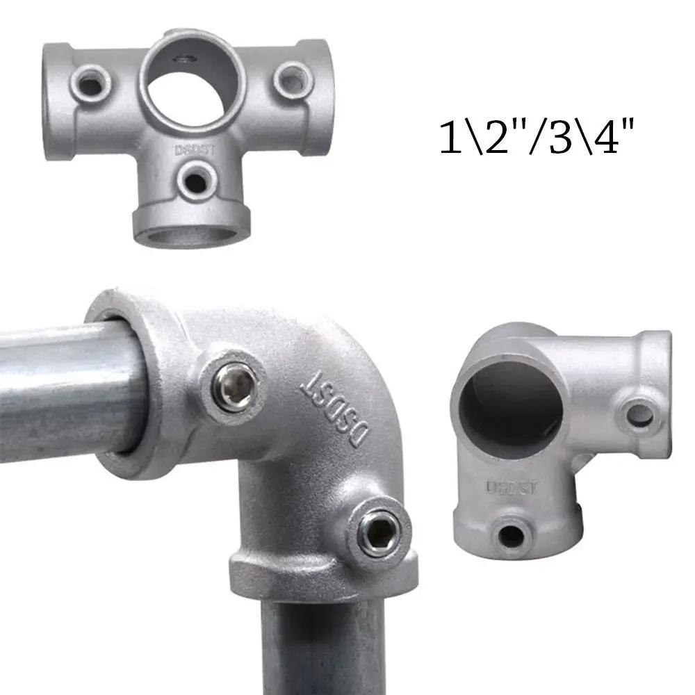 1\2''/3\4" Pipe Fitting Connector Aluminum Alloy Steel Elbow Frame Fasteners Fixed buckle Corner Circular Pipe Connector