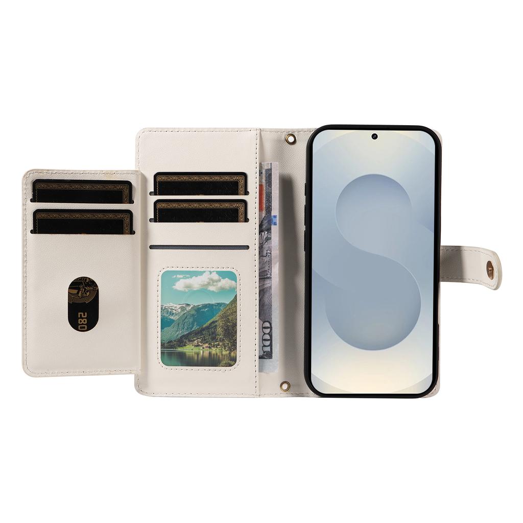 For Samsung Galaxy S25 Edge Wallet Case with Straps,Rhombus Leather Stand Phone Cover