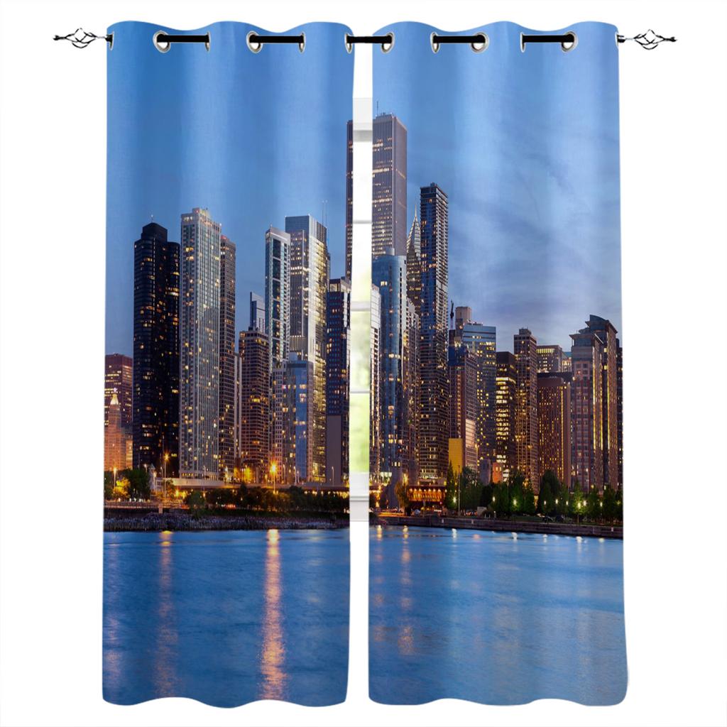 Hamanton Architecture In New York City Window Curtains Scenic Curtains for Living Room Decorative Items Living Room