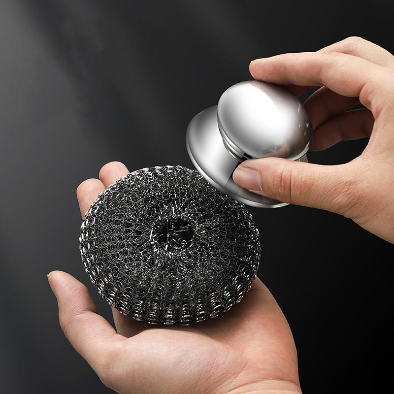 Steel Wool Scrubber with Handle Stainless Steel Cleaning Brushes Cleaning Dishes Stock Pots Pans Griddles Grills Cleaning Suppli