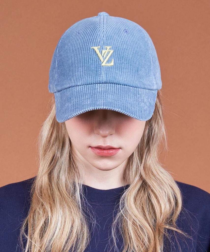 Bajal 3D Monogram Pigment Washed Corduroy Oversized Ball Cap Sky