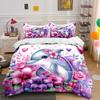 Dolphin Floral Set For Decor Exquisite Three-Piece Bedding Set Gift For Kids And Adults