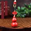 Exquisite Auspicious Clouds Gourd Keychain with Tassel - Cinnabar Bag Charm for Fortune & Longevity