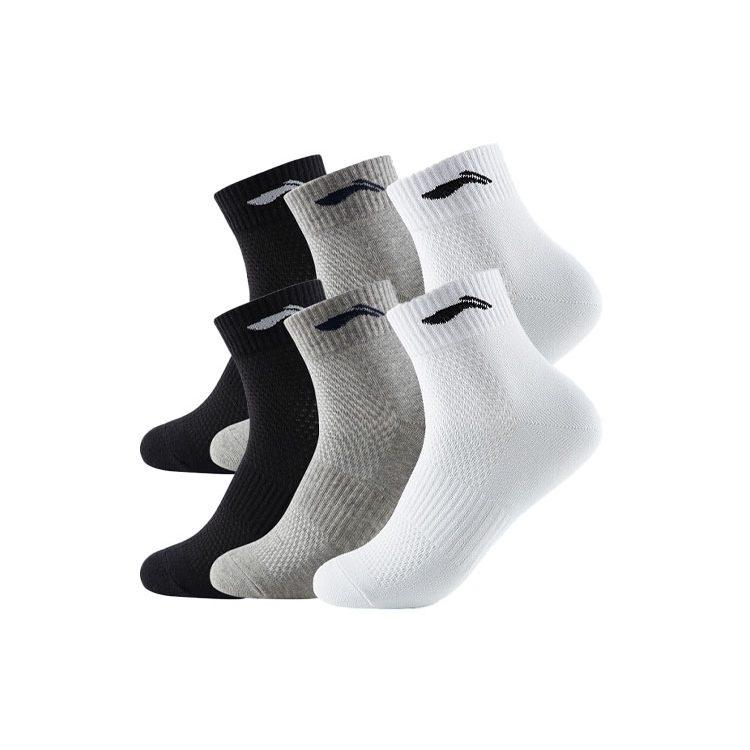 Li Ning Crew Socks Men's Black/Gray/White AWSS117-1
