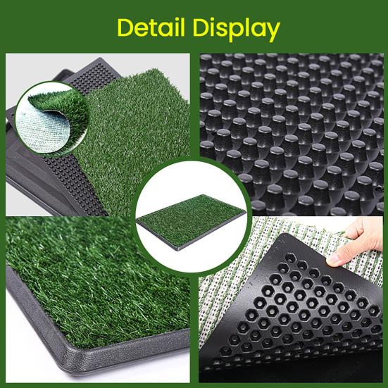 Artificial Grass Dog Pee Pad Fake Turf Pet Potty Pad with Tray Washable 3-Layer Reusable Puppy Training Mat for Indoor Outdoor Use Small Medium Dogs