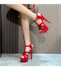 Fashion 15cm Crystal Stiletto Heels Waterproof Platform Peep Toe Nightclub Party Sexy Dance Model Runway Sandals Women  High-Heel Shoes