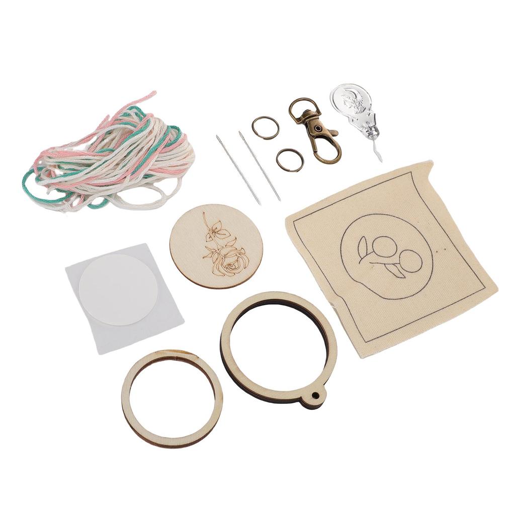 Mini Wooden Embroidery Hoop Keychain Small Ring Tiny Jewelry Making Supplies for Earring Pendant Round