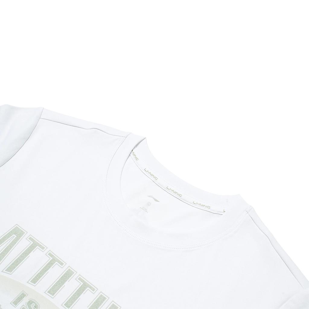 Li Ning Sports Basketball Collection T Shirt Men's Standard White Light Smoke Gray Print AHST299-2
