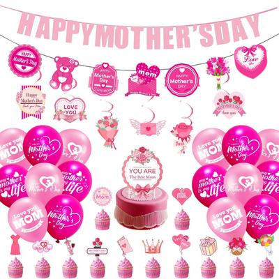 23 Mother'S Day Theme Decoration Mothers Day Birthday Flag Cake Plug Spiral Pendant Customized