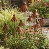 Weather Resistant Metal Daisy Stake Rusted Iron Curved Petal Stake Rustic Garden Art  Lawn Patio