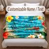 Rose Floral Theme Soft Blanket Personalized Custom Name Text Print Warm Blanket Home Sofa Bedroom Decor