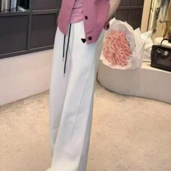 

2025 Early Spring Solid Color High Waist Wide Leg Pants – Stylish, Versatile, Casual XXXXXL (recommended for 70–75 kg) белый