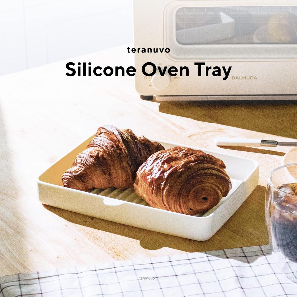 Teranuvo BALMUDA Toaster Oven Compatible Silicone Deep Square Plate Toaster and Microwave SILICONE OVEN White Tray, Heat-Resistant Tray, [BALMUDA