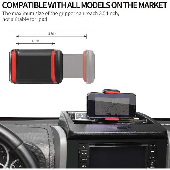 Voodonala For Jeep JK Phone Holder With Storage Cell Phone Dash Multi-Mount For 2007-2011 Jeep Wrangler JK JKU, Black