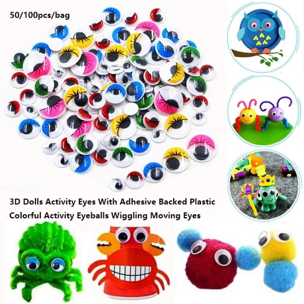 50/100pcs/bag Plastic Colorful Activity Eyeballs with Eyelashes DIY Kindergarten