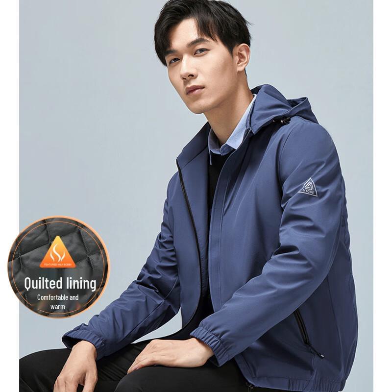 

Fengxun Men s Autumn/Winter Detachable Hooded Padded Jacket XL (180cm)