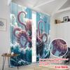 2pcs,2D plane printing Curtains Digital Printed Krakens Embrace Versatile Durable Polyester (without rod) Outdoor Decorations