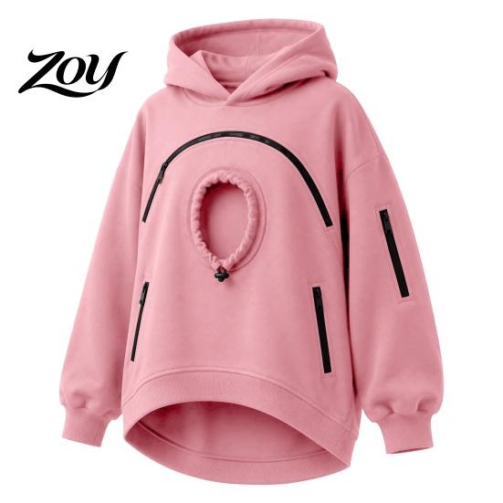 Kurtka Podróżna dla Małych Zwierząt, Bluza z Kapturem do Noszenia Kota Psa dla Mężczyzn Kobiet, Bluza do Noszenia Szczeniaka Kociaka z Uniwersalnym Uchwytem na Zwierzęta, Zamki Błyskawiczne, Duży XL różowy