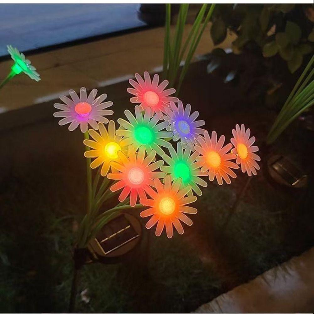 LED Solar Lamp Solar Daisy Lights Ground Plug Simulation Flower Solar Landscape Lights Solar Powered 6/8/10 LED
