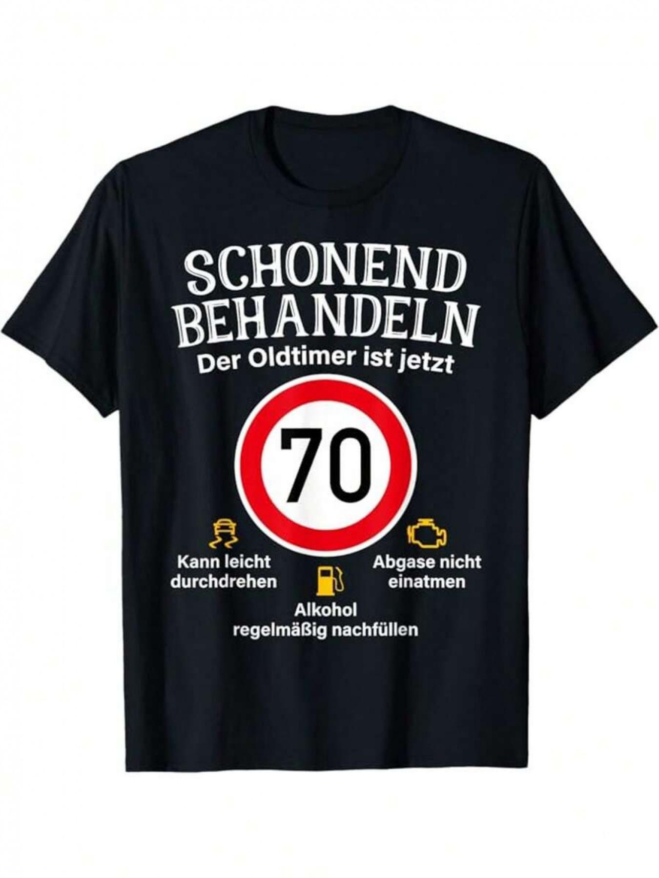 Fun German 70th Birthday T-shirt Men- Speed Limit 70/h Sign XL