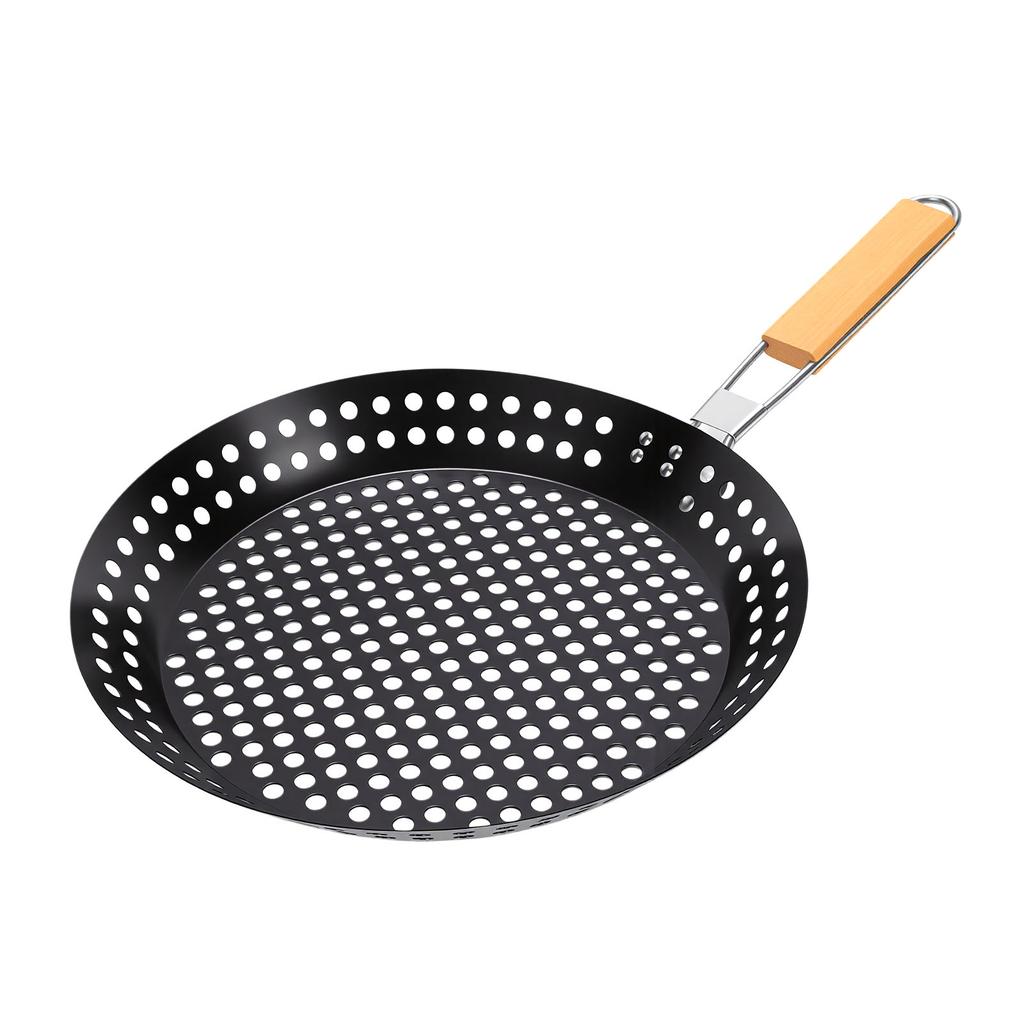 Grilling Skillet Stainless Steel Round Shape Foldable Vegetable Grill Basket for Camping Commercial
