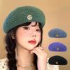 Y2k Painter Berets Thin Beanie Cap Retro Hollow Knitted Beret  Girls