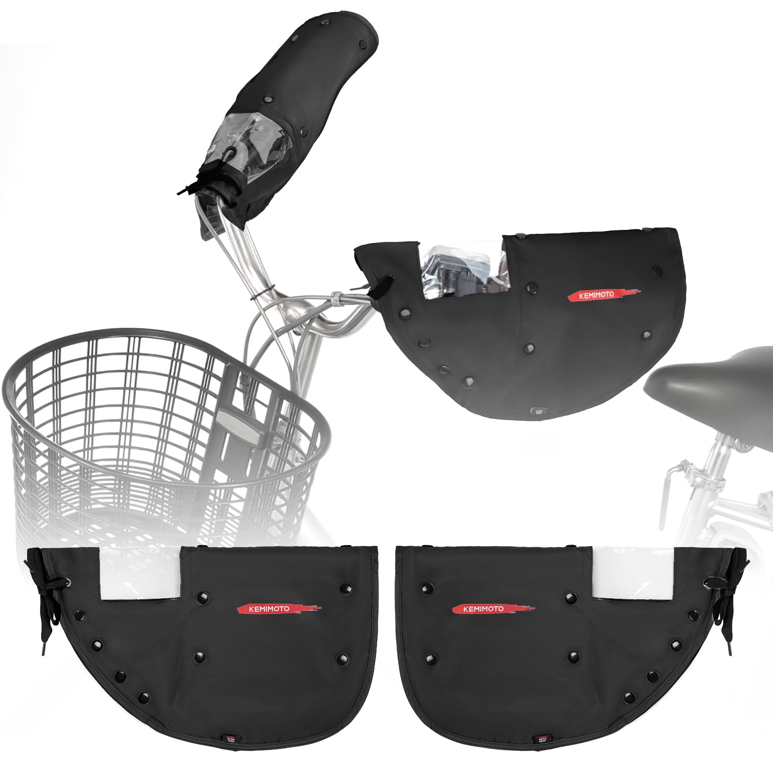 

KEMIMOTO Велосипедный руль для электрического и съемного внутреннего и чехла, солнцезащитный козырек, водоотталкивающий, мягкий, велосипеды, велосипеды для мам, для поездок на работу, в школу,