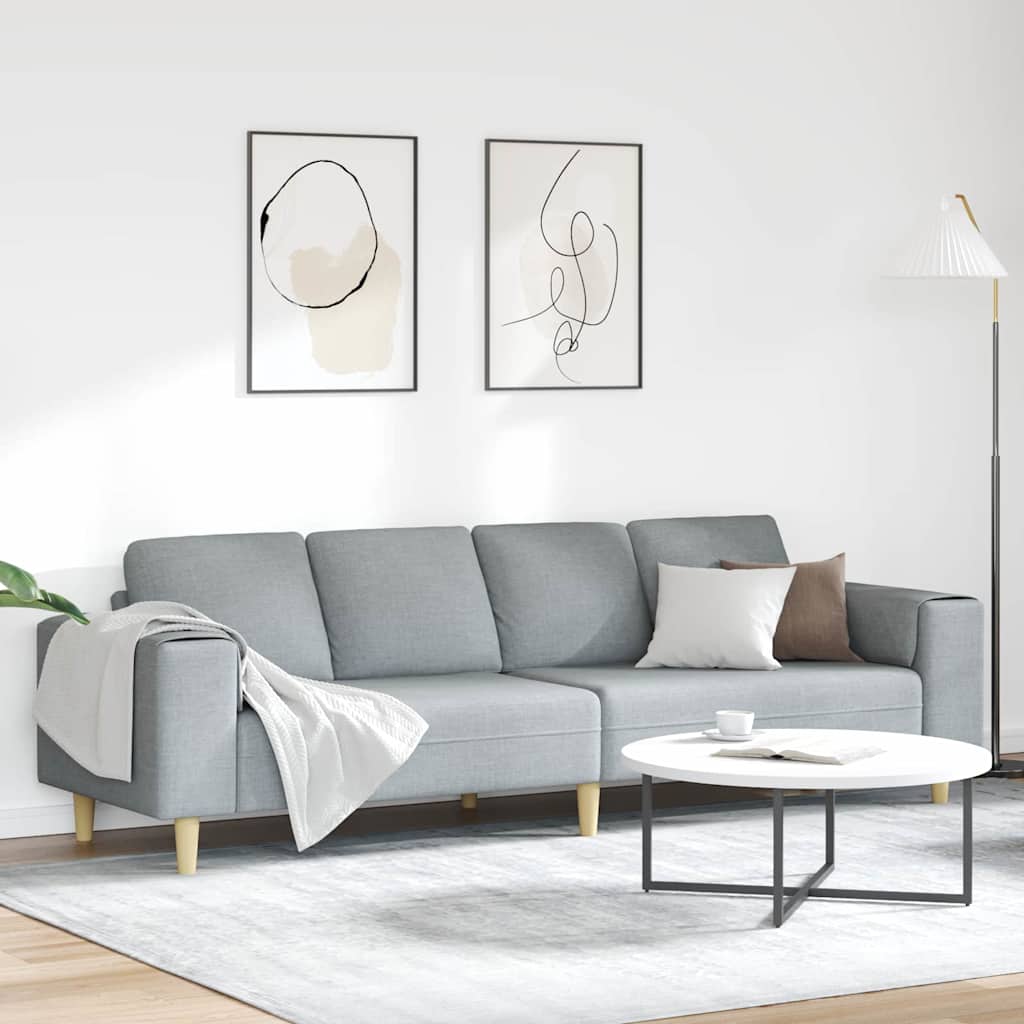 Living Room Sofa Light Grey 250 X 77 X 76 Cm Polyester