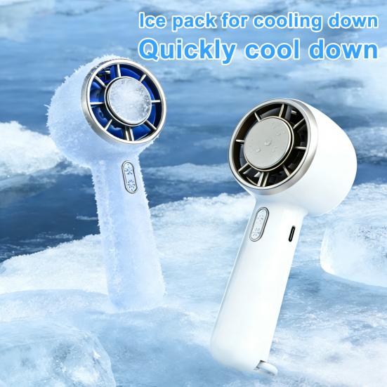 Ice Cooling Mini Handheld Fan Speed Adjustable Small Desk Fan USB Rechargeable Portable