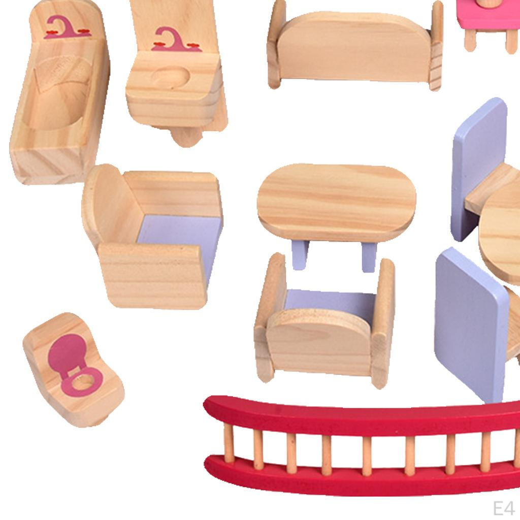 1/12 Scale Doll House Simulation Wood Desk Furniture Set for Living Scene Decor Pretend play
