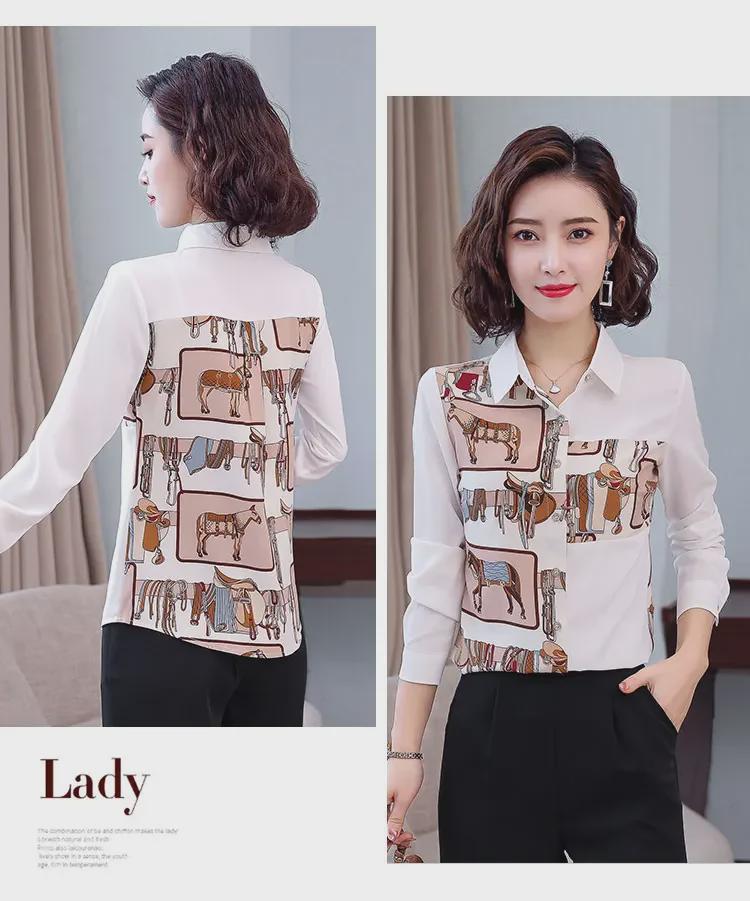 Women's Retro Floral Chiffon Long-Sleeve Shirt for Autumn & Spring