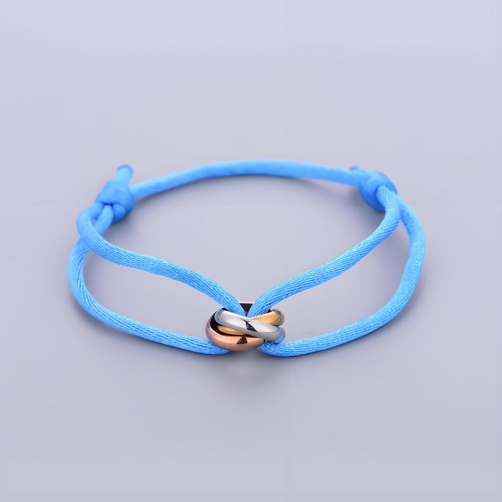 Trinity Bracelet Stainless Steel Circle Women's Bracelet Different Colors of Rope Classic Popular Tricolor GradientJewelry