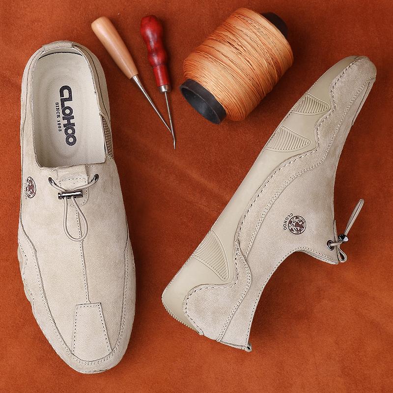 Men's Shoes Breathable Light Anti-slip Outdoor Flat Shoes for Men Casual Driving Shoes Genuine Leather Boat Shoes Soft Sole Footwear