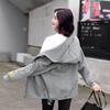 Coat for Women Cotton Casual Oversize Cardigan Double Layer Hooded Loose Zipper Jacket