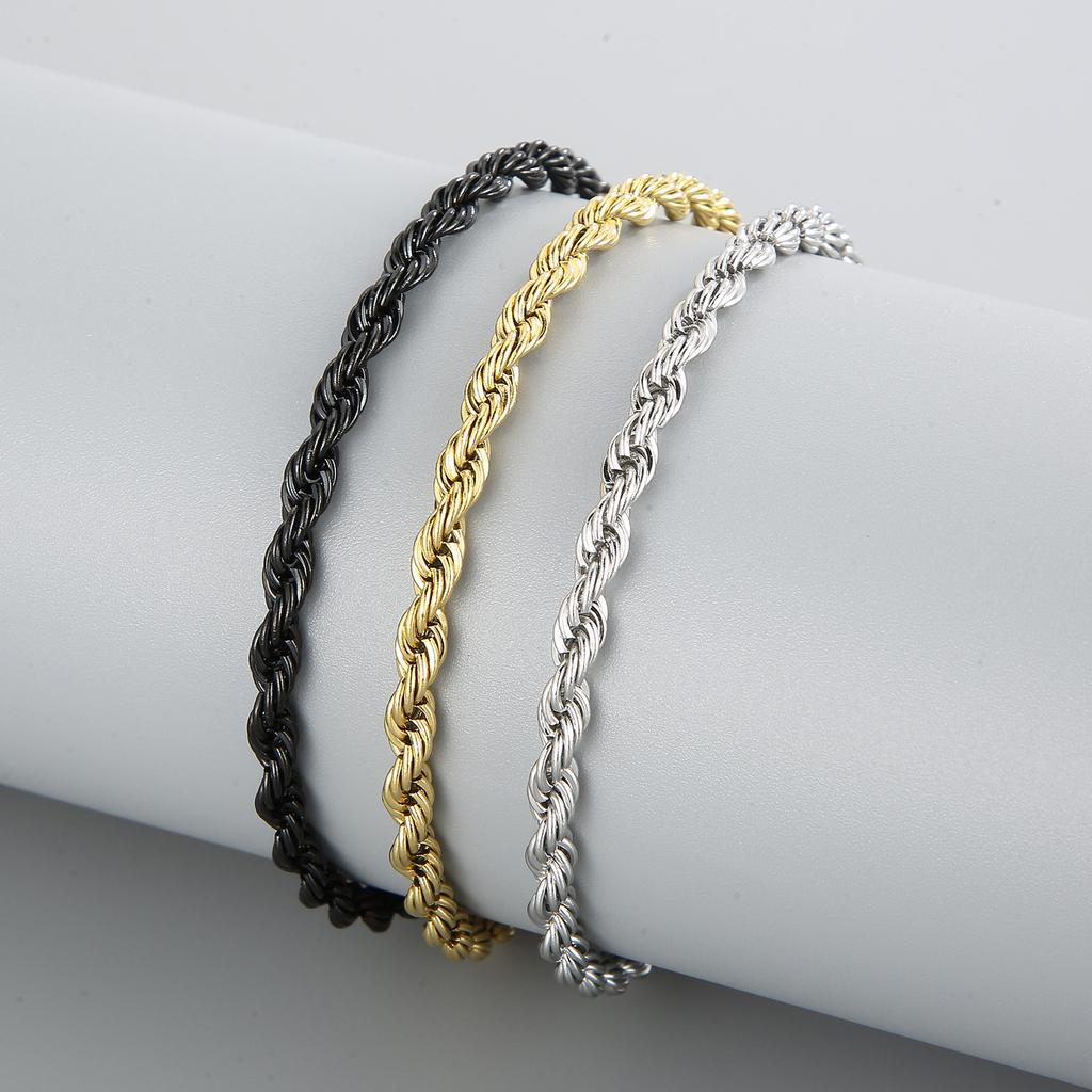 20/21/22cm Stainless Steel Twisted Rope Link Chain for Men Stainless Steel Wrist Jewelry