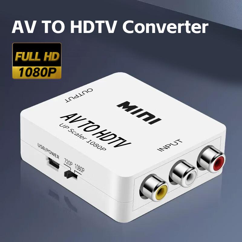 

Адаптер AV TO HDTV 1080P Видео Композитный Преобразователь AV2HDTV RCA CVSB LR Видео Масштабирующий Преобразователь Other белый