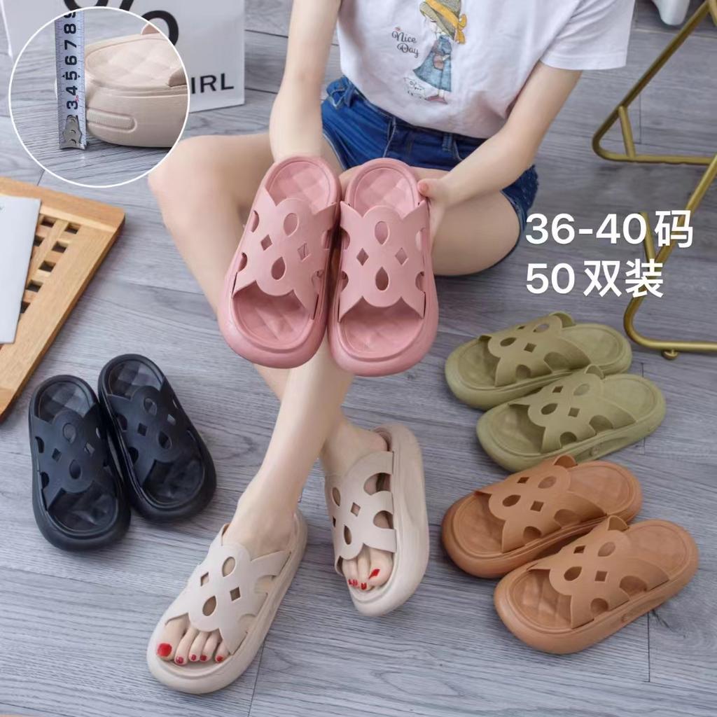 New Summer Women Trendy High-End Non-Slip Fashionable Waterproof Thick Sole PVC Sandals SlippersPVCBeach Slippers