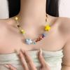 Acrylic star button wood chip bear pendant necklace colored dopamine niche light luxury fashion versatile items